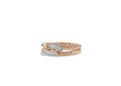 Rose Gold Plated CZ Studded Twisted Ladies Ring